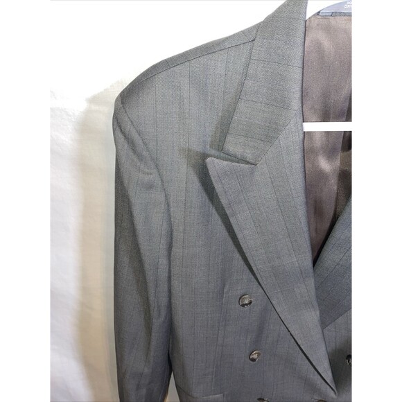 Haggar Imperial Suit Jacket Men’s Size 40R Gray 6 Button Double Breasted - Picture 5 of 12